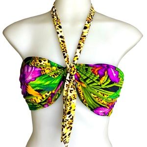 Victoria’s Secret tropical leopard halter bikini top M